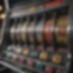 Close-up of a slot machine displaying bonus buy option