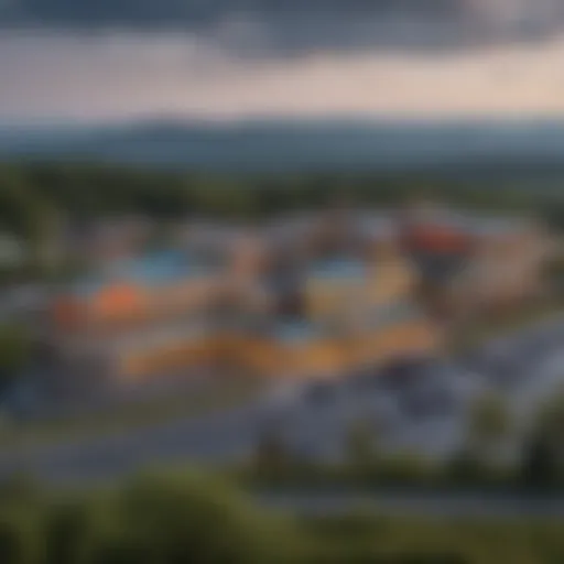 A breathtaking view of Catskills landscape with a modern casino in the foreground