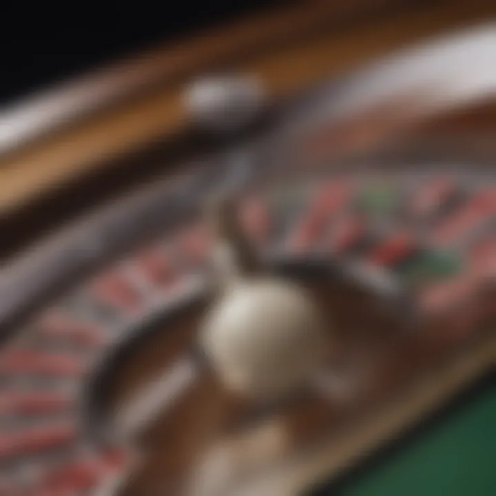 A close-up of a roulette ball poised to land on a number