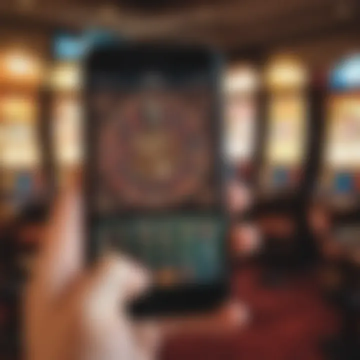 A smartphone displaying various casino app interfaces