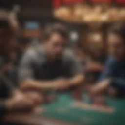 High stakes poker tournament table with players focused