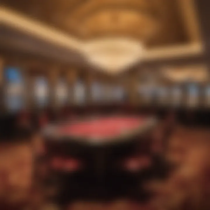 Interior of a luxurious casino showcasing gaming tables