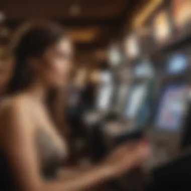 A focused player engaging with a video poker machine