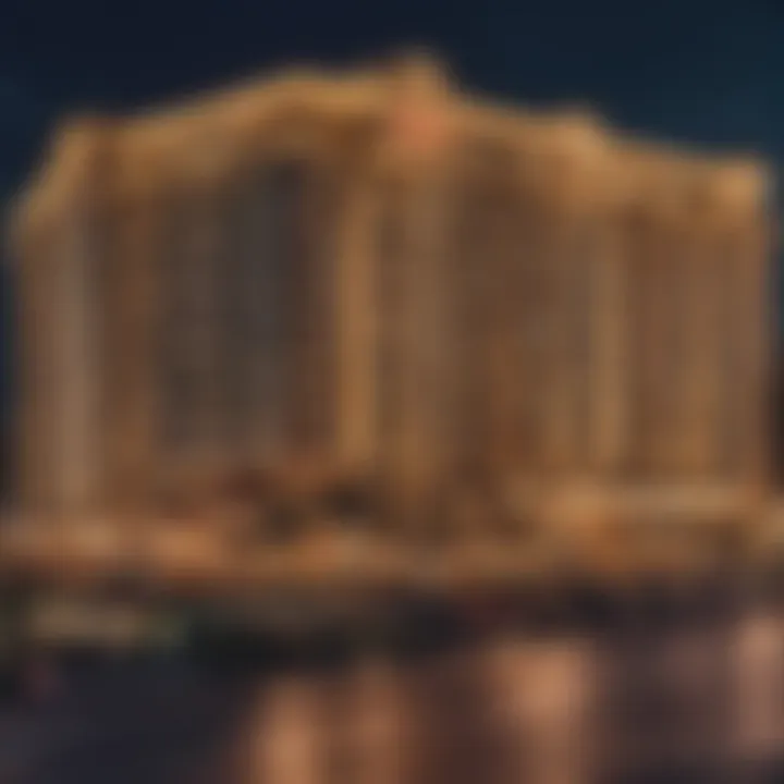 Panoramic view of a hotel-casino combination at night