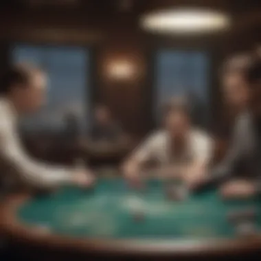 A lively poker table scene, capturing the intensity of a competitive game.