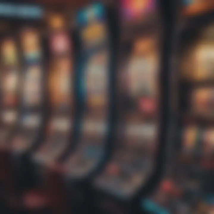 Close-up of colorful slot machines, highlighting the excitement of gameplay.