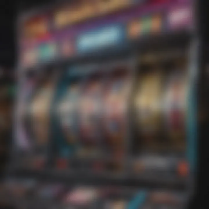 A close-up of a slot machine with colorful graphics