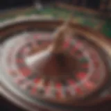 A captivating roulette wheel in motion, showcasing the thrill of online gaming.