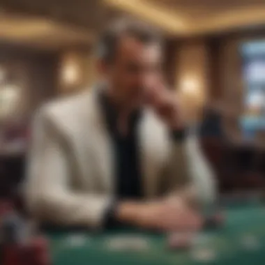 An expert player contemplating their next move in blackjack