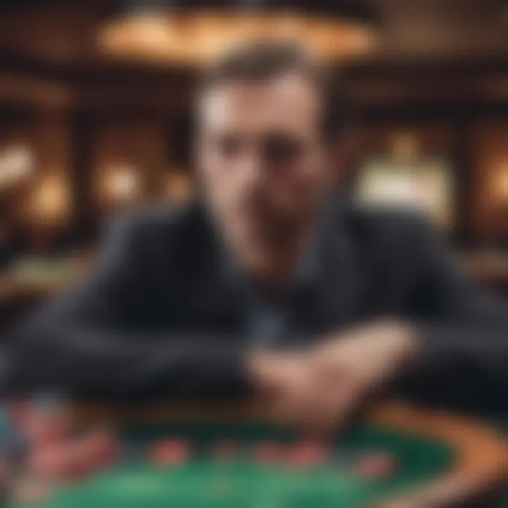 Close-up of a player's thoughtful expression during a roulette game