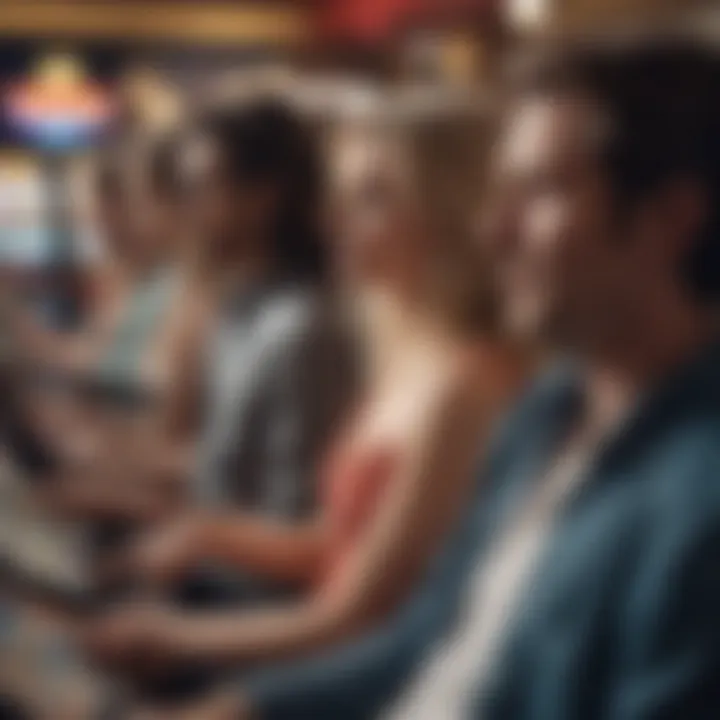 Group of friends enjoying slot machines together