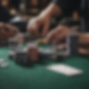 Diverse poker chips and cards spread on a table