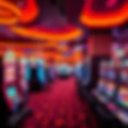 Interior view of a modern casino showcasing gaming machines and vibrant lighting