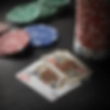 Close-up of poker chips and cards highlighting the strategic elements of the game