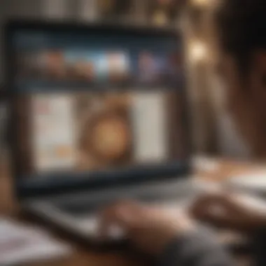 A person exploring an online lottery website on a laptop