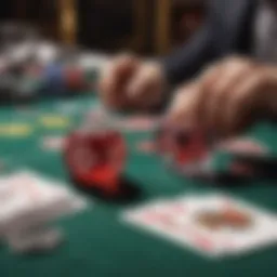 Baccarat table with cards and chips