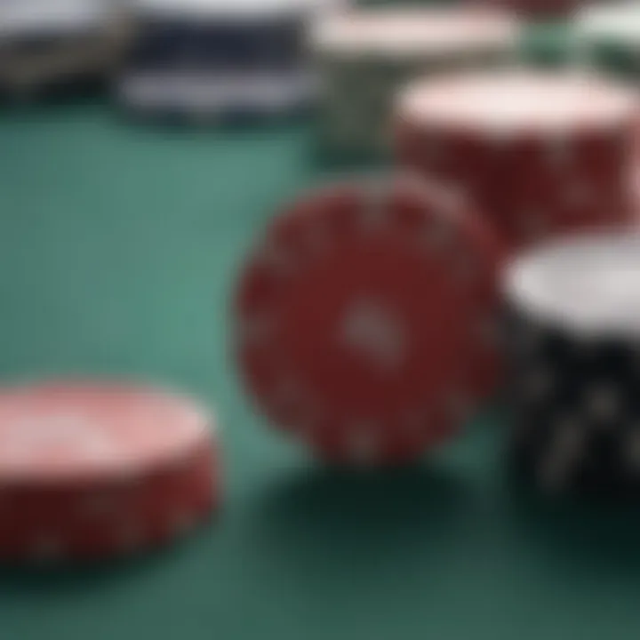 Close-up of poker chips and cards representing mastery