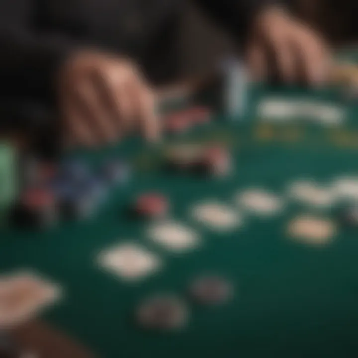 Strategic poker layout with chips and cards