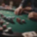 A contemplative scene depicting a poker table with cards and chips