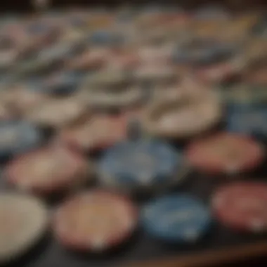 A collection of famous gambling chips, reflecting the legacy of renowned casinos in Las Vegas.