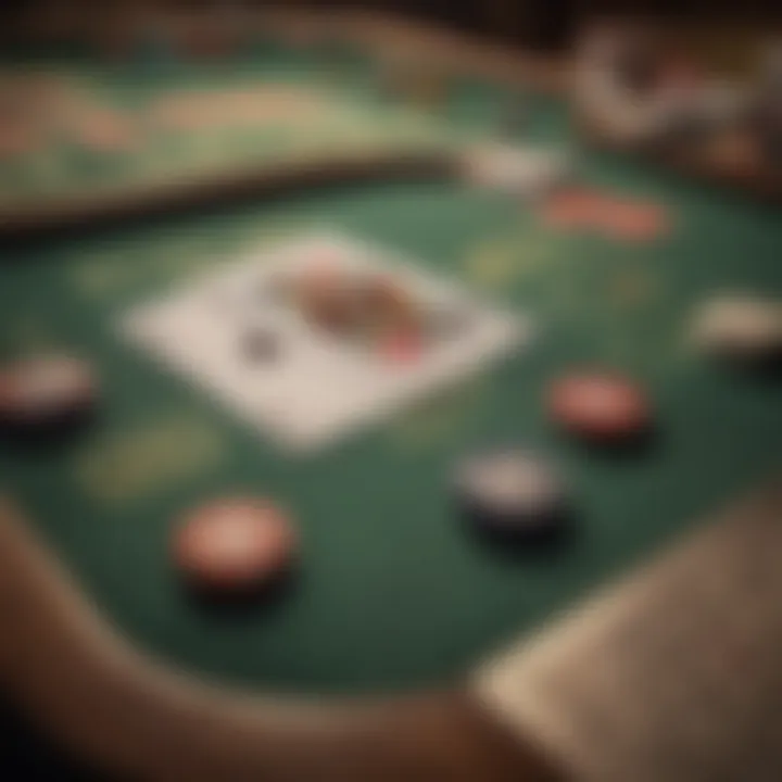 A vintage poker table set up with classic cards and chips, representing the golden age of poker.