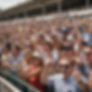 A group of fans cheering at the racetrack