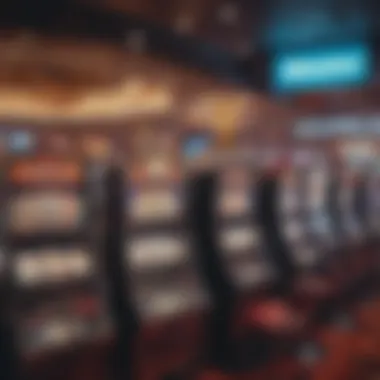 Energetic Atmosphere of a Vegas Casino A bustling cash casino floor in Las Vegas filled with vibrant gaming machines and engaged players.